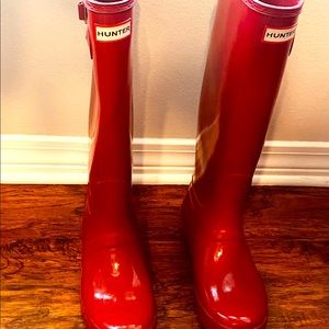 Women's Original Tall Gloss Rain Boots in Military Red